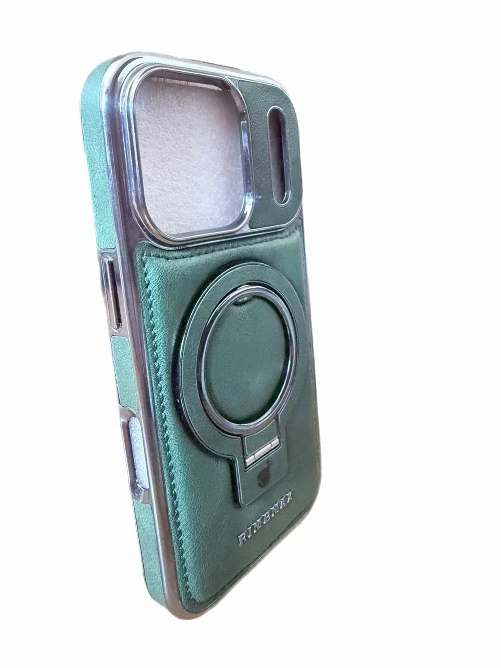Green Rimemax Magnetic Ring Wallet Case for iPhone 17 Pro